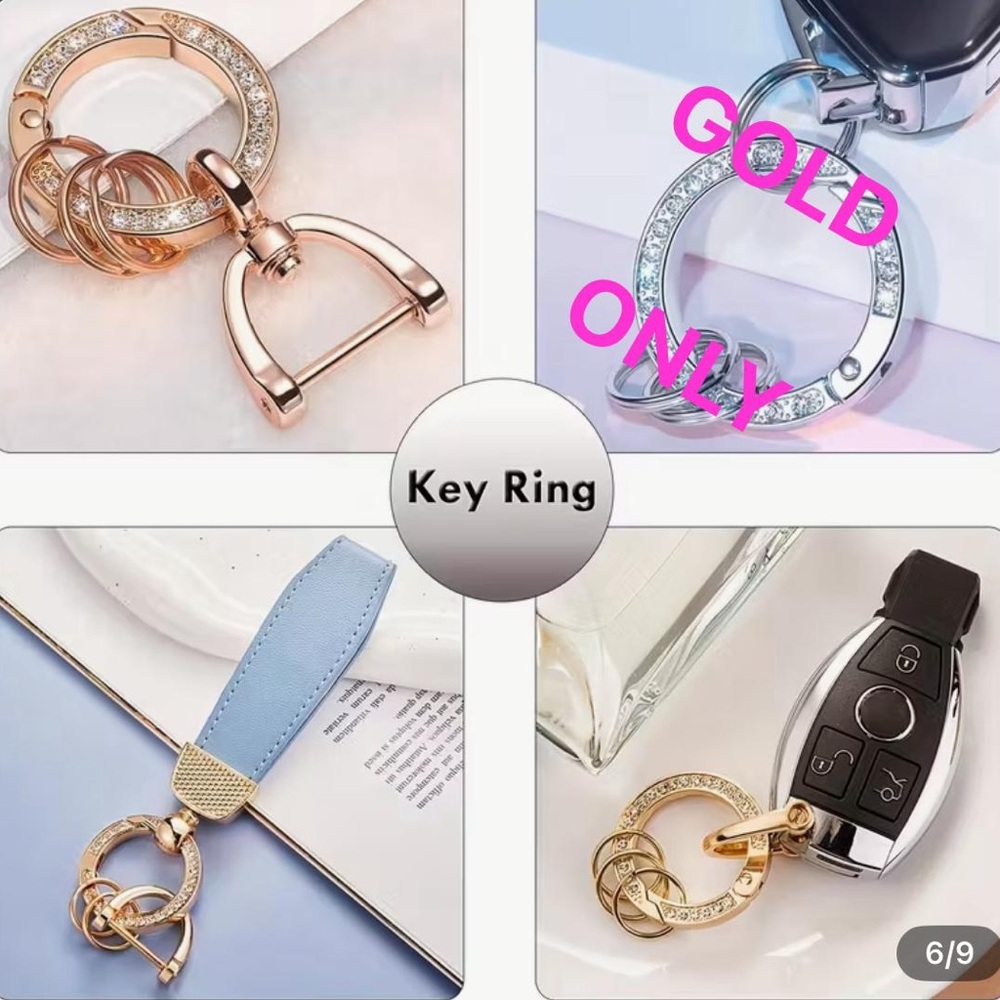 1-Gold Metal Rhinestones on both sides Spring O-Ring - Picture 4 of 6
